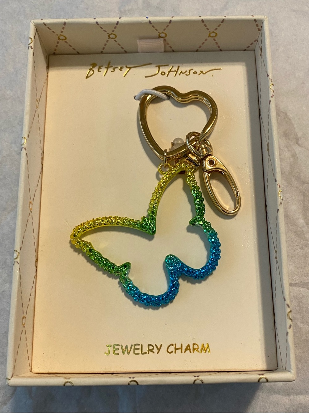 Betsey Johnson Butterfly Outline Bag Charm Keychain